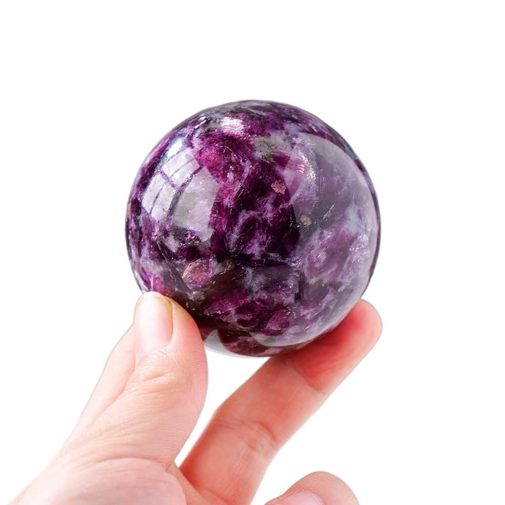 FOPURE Crystal Stone Polished Lepidolite Quartz Sphere Purple Mica Ball Home Decoration (Size : 5-6cm)