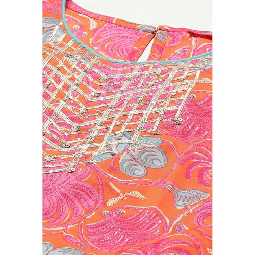 Image of BIBA Girl Cotton Straight Printed Suit Set