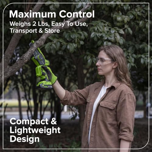 Image of Greenworks 24V 4 inch Brushless Mini Chainsaw (Auto Oiler, Tool-Free Tensioning, Ultra-Lightweight), 2.0Ah Battery and 30W Type-C Charger (3-FT Cord)