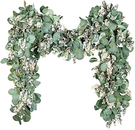 Ouddy Decor Eucalyptus Garland Artificial Greenery Vines with Whi...