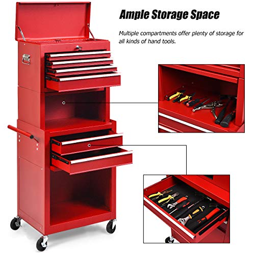 S Afstar 6-Drawer Rolling Tool Chest, High Capacity Tool Storage Cabinet With Wheels And Locking System, Removable Toolbox Organizer With Sliding Drawers (Red) #TOP3