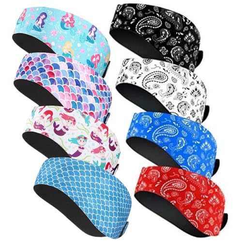 Swimming Headband, 4PCS 20.5 Inch Waterproof Kids Swimming Ear Plugs, Adjustable Ear Covers with Non Slip Lining for Kids Adult Surfing Bathing Kayaking, Style 1 ~4