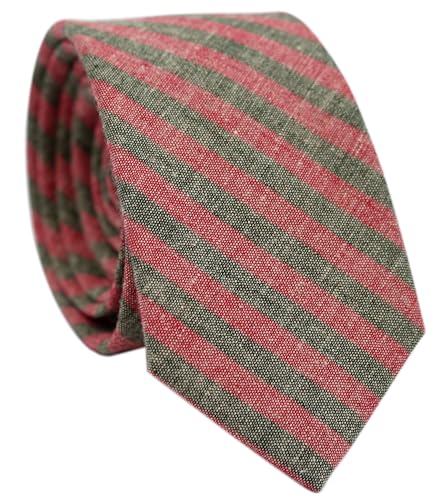 Image of BELLUNO Men's 2.5 inch Skinny Solid Cotton Linen Ties