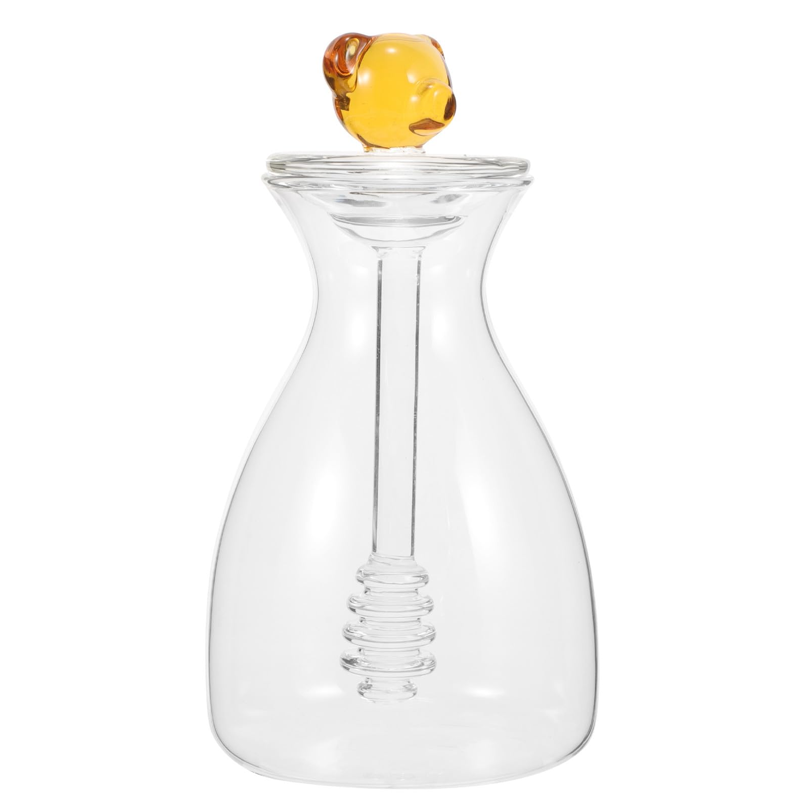 BESPORTBLE Tarro De Miel De Vidrio Transparente Grande Con Cucharón Integrado y Tapa Hermética, Recipiente Para Miel Casera, Uso En Cocina, Frasco Para Desayuno y Repostería