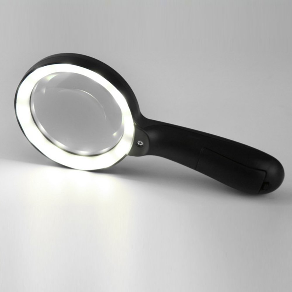 Lente d'Ingrandimento 10 Volte con Lampada, Lettura di Anziani per Bambini Riparazione di telefoni cellulari HD Lente d'Ingrandimento Vetro Ottico 12 luci ad Anello Zoom HD Needed
