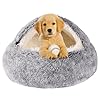 Hooded Dog Bed for Small Dogs, Nest Dog Beds, Washable Cute Cat Cave Bed, Cozy Nook Pet Bed for Dogs or Cats, Anti-Slip Puppy Bed Fits up to 22 lbs Pets(Grey, 20″ x 20″)