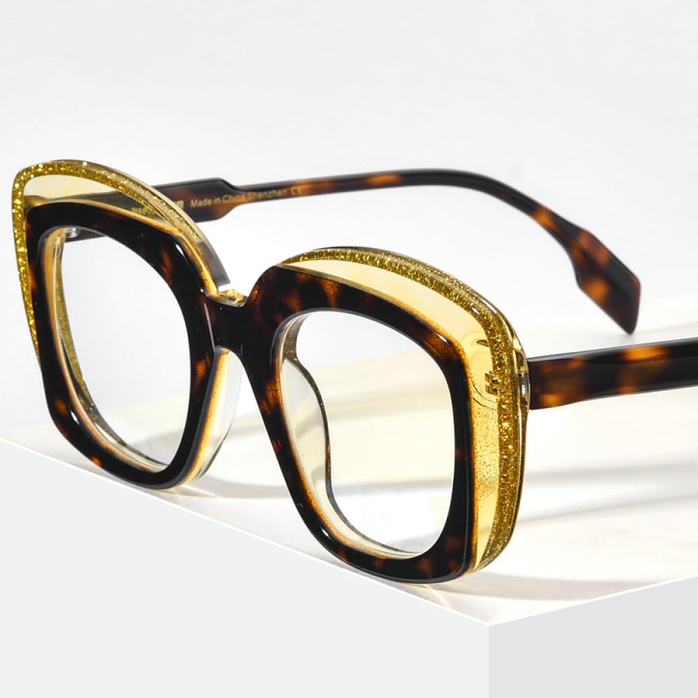 MUTYNE Gafas de acetato en polvo, montura de gafas para mujer, gafas de ojo de gato, gafas de ojo de gato