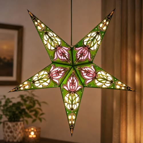 Image of Paper Star Lantern Lampshade, 60 cm, Hanging Decorations for Christmas, Wedding, Home, Party (Dark Green, Purple, Blue)