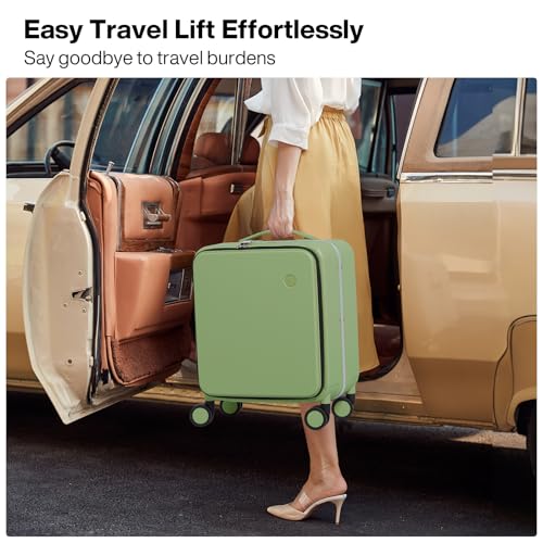 Image of mixi 17x14x9 Carry On Luggage Underseat PC Hard Shell Suitcase Top Opening Aluminum Frame Travel Suitcases with Wheels, Avocado Green