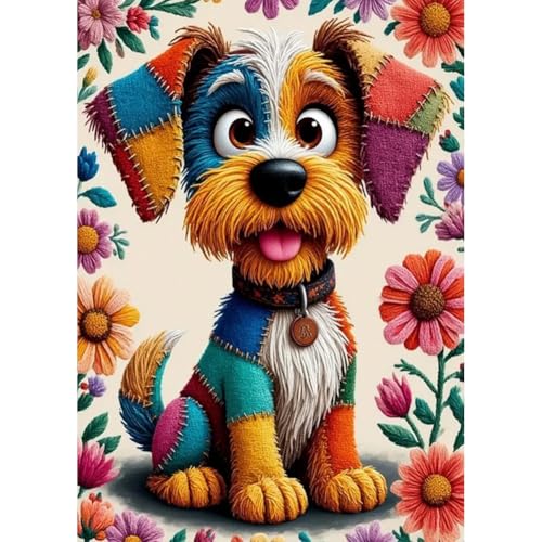 WSLWXSHM Diamond Art Painting Kits for Adults Dog Animal Round Full Drill Diamond Art Kits 5D DIY Paint with Diamonds Crafts for Home Wall Decoration Gifts 1216Inch