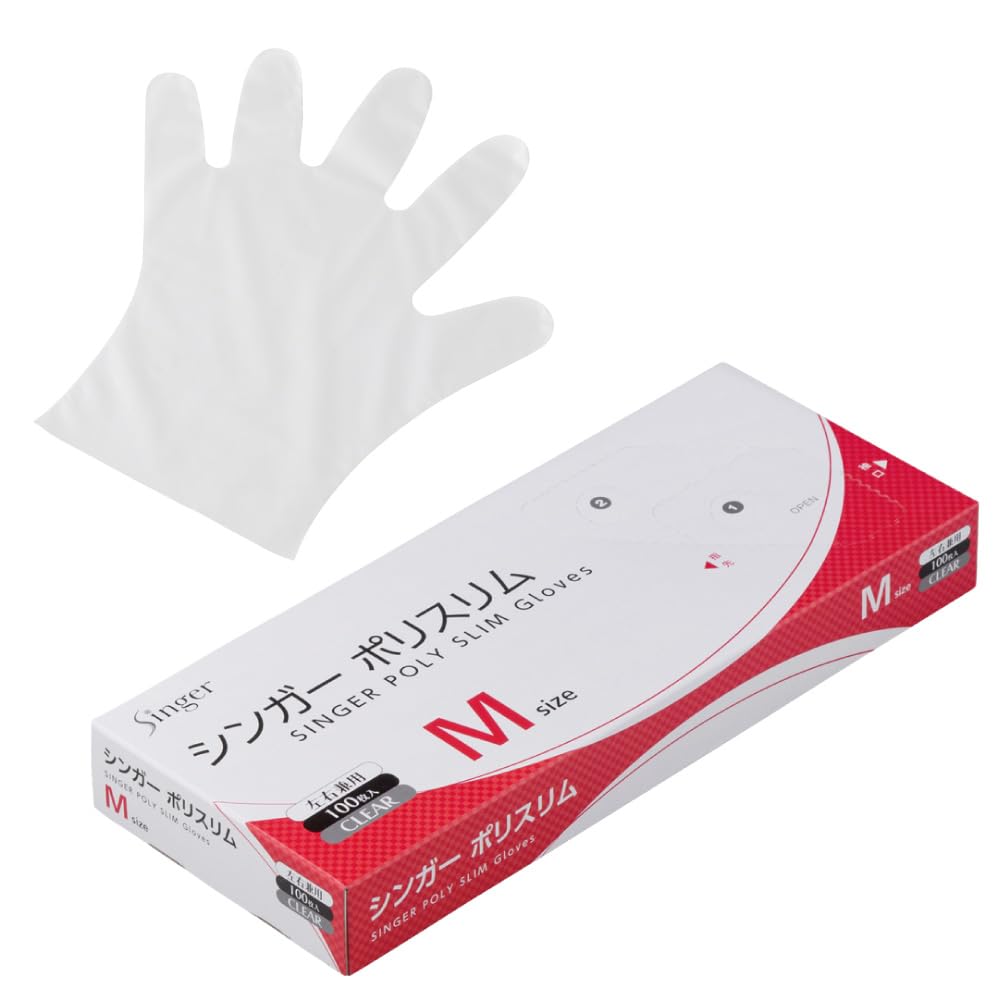 シンガー ポリスリム手袋 箱入クリア（１００枚入） Ｍ LPE0183SETBM