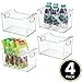 mDesign Deep Plastic Kitchen Storage Bins with Handles for Organization in Pantry, Cabinet, Fridge or Freezer Shelves - Food Organizer for Yogurt or Squeeze Pouches - Ligne Collection - 4 Pack - Clear