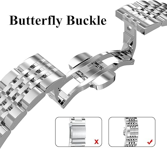 Image of Slim Metal Band Compatible with Apple Watch Straps 42mm [Series 10] 41mm 40mm 38mm, Stainless Steel Chain Strap for Women iWatch Straps Series 9 8 7 6 5 4 3 2 1 SE [WATCH NOT INCLUDED]
