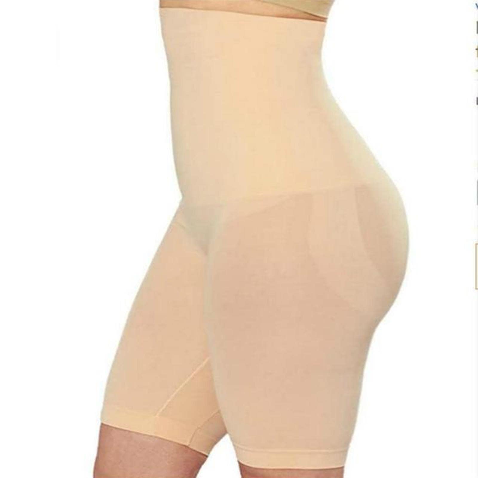 Shapewear Damen Frauen Shapewear High Taille Shorts Tummy Butt Lifter Nahtloses Flaches Bauchhöschen-Beige,L-XL