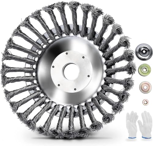 HAUSPROFI Cepillo para Desbrozadora, Profesional Cortador de Cepillo de Cono de Alambre, Disco de Cabezal de Cepillo de Recortadora para Limpieza de Malezas, Musgo (8 Pulgadas)