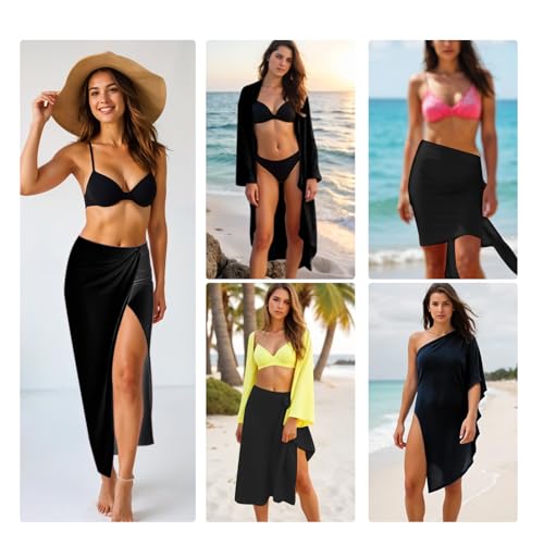 Sarong Wraps for Women Bathing Suit Cover Up Swimsuit Cover Up Beach Sarong Wrap Beach Skirt Black Bottom Coverup for Women3