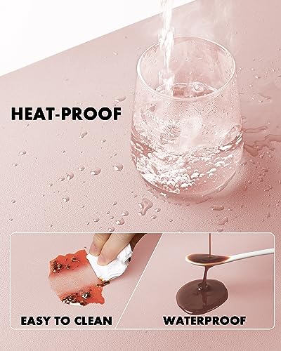 Image of YSAGi Double-Sided Desk Mat, Eco Cork & Leather Desk Protector, Large Mouse Pad & Writing Pad for Office /Home (31.5 inchx15.7 inch, Pink+Cork)
