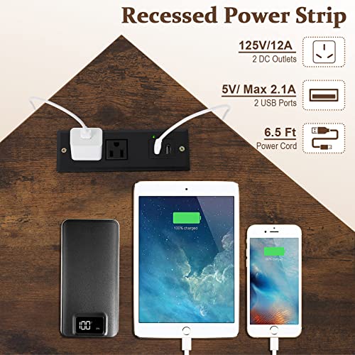 Costway Corner Computer Desk, With Usb Ports & Power Outlet, Storage Shelf For Small Space, Triangle Steel Frame Corner Desk For Home Office, Workstation (Rustic Brown) #TOP4