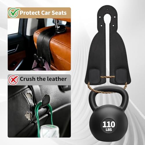 Spurleh Premium Auto Kopfstützen Haken (4 Stück) - 360° Drehbarer Rücksitz Organizer & Taschenhalter für Handtaschen, Jacken & Einkäufe - Universal KFZ Zubehör (Schwarz)