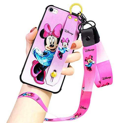 DISNEY COLLECTION iPhone 7/8 Case, Pink Minnie Mouse Street Fashion Wrist Strap B