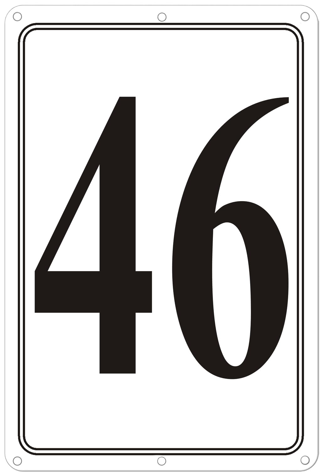 Premium Aluminum Number Signs 46, Metal 12" X 8" Numbered Signs Outdoor for Parking Lots, Floor, Dock, Court, Aisle, Field, High Visibility, No Fade, Weather-resistant