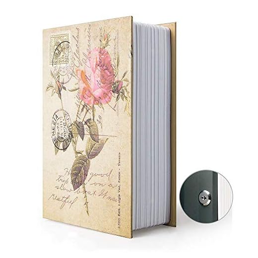 Diversion Book Safe with Security Key Lock, Hidden Secret Storage Box, 9.5"×6"×2.2" (Rose,Key)