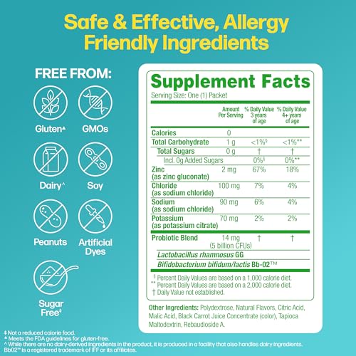 Culturelle Kids Probiotics + Electrolytes, Strawberry Lemonade, 30 Packets - image 6