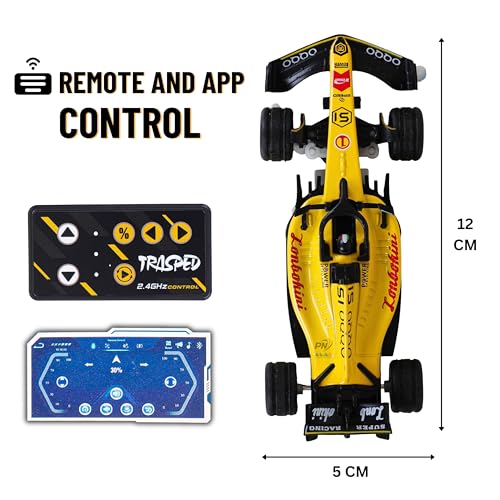Image of Formula RC Racing Car for Kids Age 6+ Years 1:64 Scale Mini Rechargeable Remote Control Sports Car with APP Control, LED Lights, 3 Speed Modes & Type-C Charging | Formula Racer Toy Car