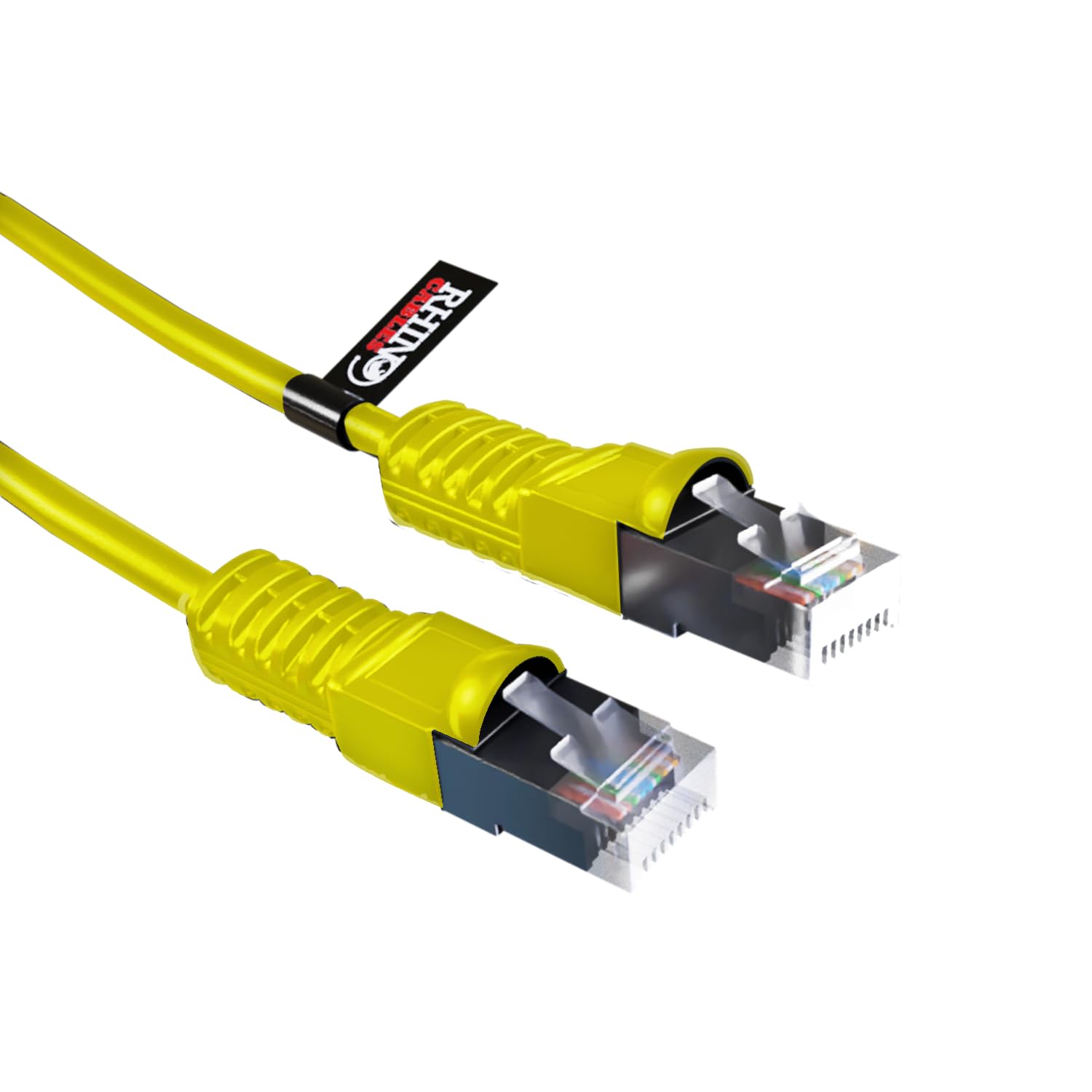 rhinocables Cat5e Snagless Pro-Grade Ethernet Cable - Shielded FTP RJ45 Lead with LSZH Jacket, Yellow, 3m