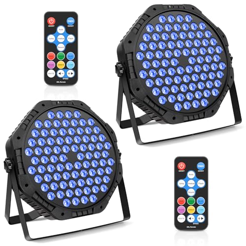 2PCS 126W Disco Light Professional Stage Lights 84 LED Par Lighting Large Beam Parlight Party Lights Strobe Lights 7 Mode RGB Stage Lighting Effects Sound Activated DMX Control DJ Christmas Light