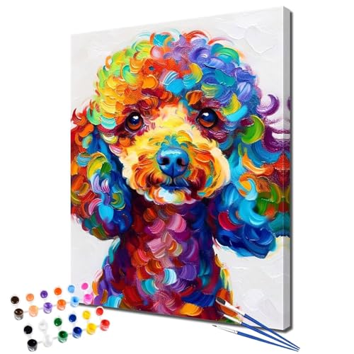 Pintar por Numeros Adultos Vistoso Pintura por Numeros Perro DIY Kit de Manualidades Adultos Incluye Pinceles y Acrílicas, Pintura en Lienzos para Niños Decoración de Paredes Hogar 40x50 cm 2W-1618