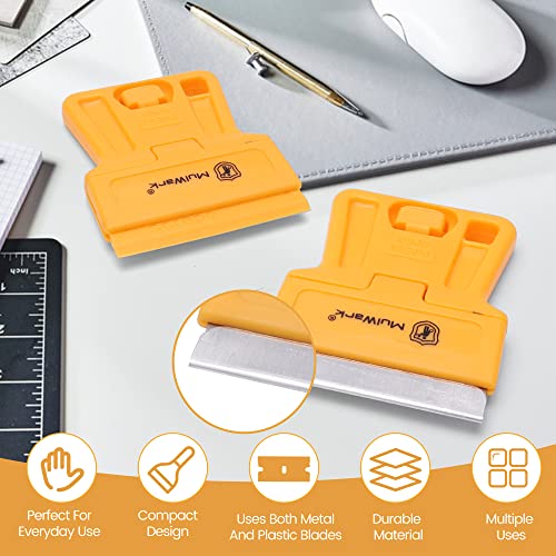 Image of MulWark Razor Blade Tool Set, 8-Pack Mini Plastic Scrapers with 5 Plastic & 5 Metal Blades - Paint Remover, Window Cleaner, Glass Tool, Oven Cleaner, Blade Remover