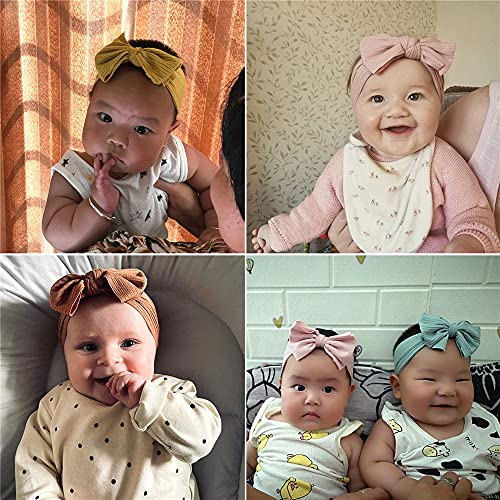 Sugarmelon Toddler Baby Headbands Stretchy Hairbands Hair Bow Elastics for Baby Girls Newborn Infant Kids Turban Headwarp (0-24M Headwrap Olive)3