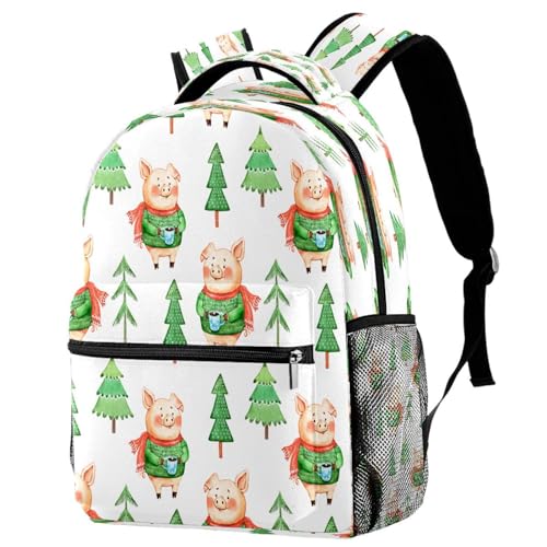 Sac à dos d'école motif pull vert cochon héros multicolore et spacieux