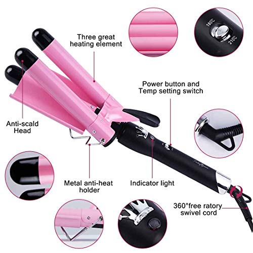3 Barrel Curling Iron Wand 25mm Two Gear Temperature Control Hair Waving Styling Tools