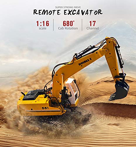 Double E Rc Excavator Toy Remote Control Truck 3 In 1 Claw Drill Metal Shovel Real Hydraulic Electric Rc Construction Vehicle With Working Lights #TOP1