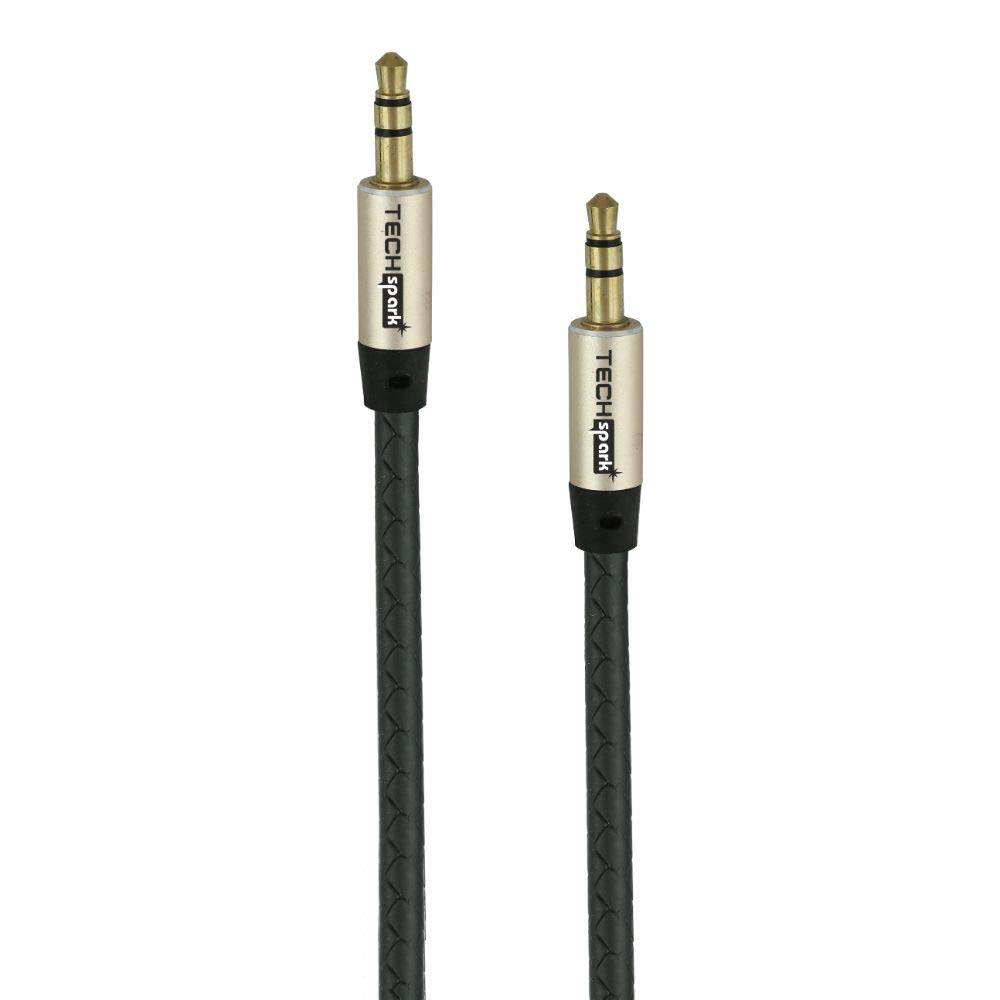 Techspark DC09 3.5 Jack Male to Male AUX Cable, 1 Meter, Black.