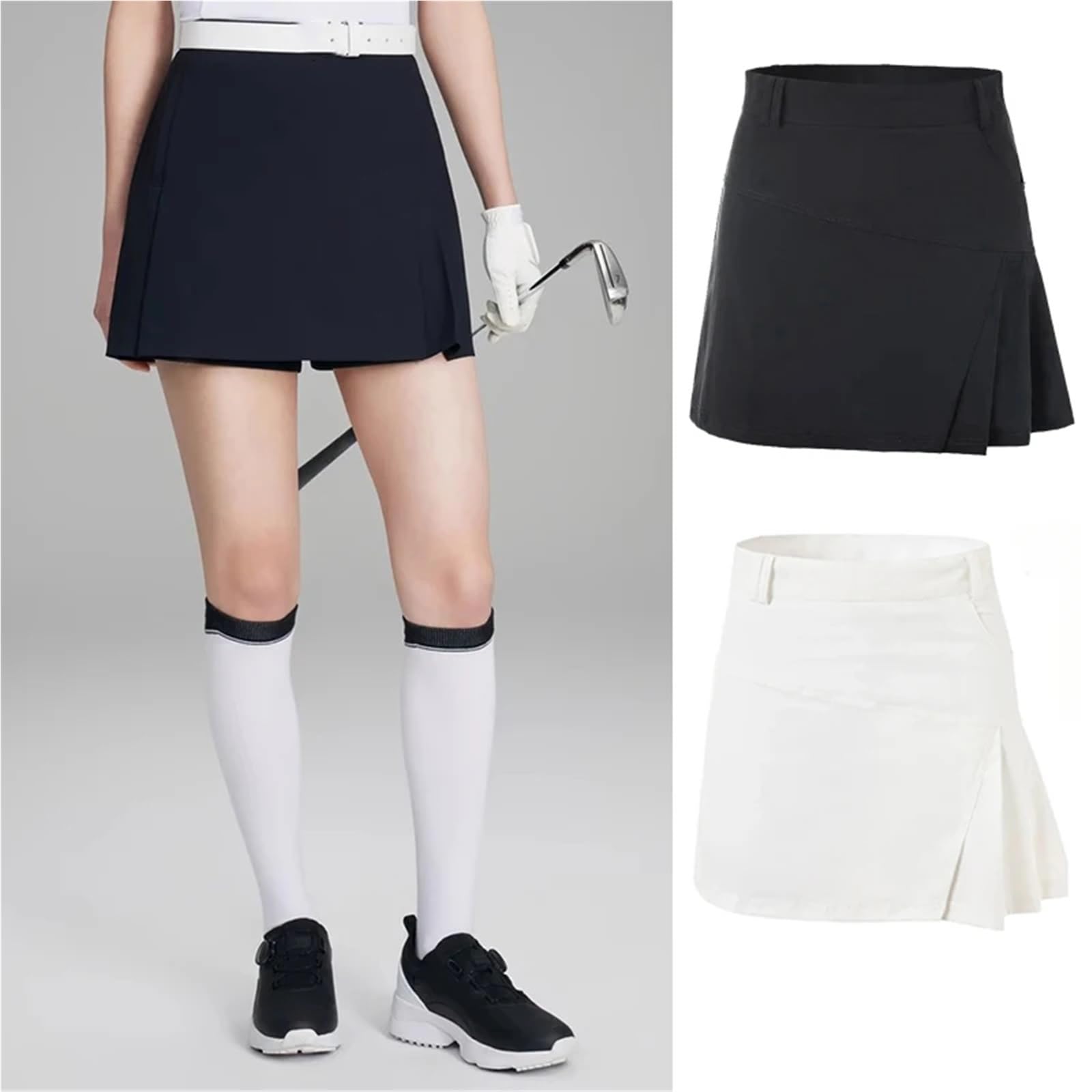 Tennisrock Golf Kurze Röcke for Frauen Slim Fit Sport Weiß Hosen Kleid