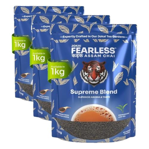 Image of Fearless Supreme Blend Tea | 1Kg Assam CTC Chai | Garden Fresh | Smooth & Strong Taste | Value Pack for Hotels, Restuarants, Cafes (Pack of 3)