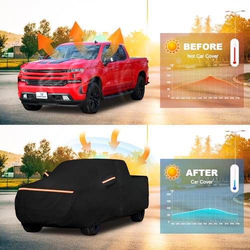 Image of Cover for Silverado 1500 Crew Cab 5.8 /6.6ft and Double Cab 6.6ft 2000-2025 | Silverado 1500 Car Cover, Waterproof Outdoor All-Weather Heavy 420D Oxford, Silverado 1500 Truck Cover with Zipper and Straps