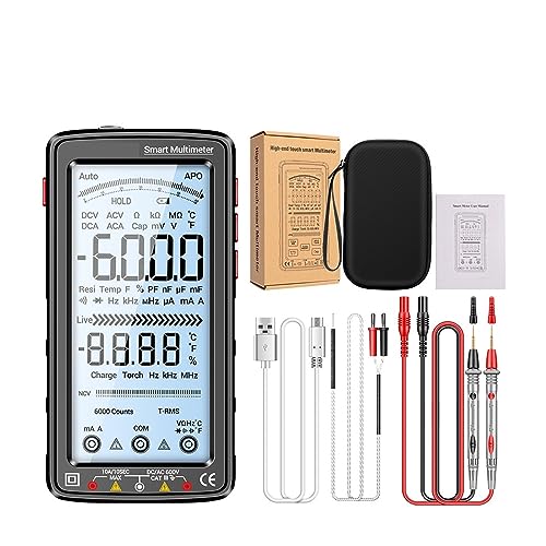 Multimètre numérique intelligent 6000 comptes DELURA avec testeur NCV universel noir