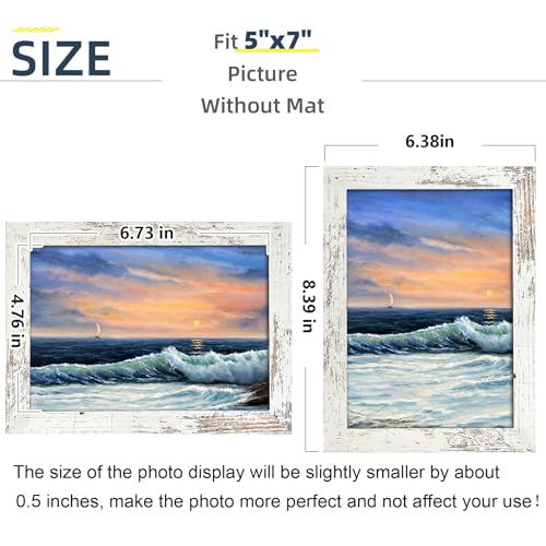 Image of LUCKYLIFE 5x7 Picture Frame Distressed White for Wall Mounting or Tabletop Display, 2 Pack