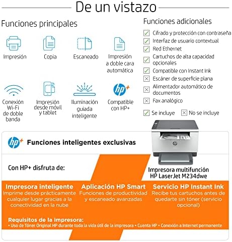 HP LaserJet MFP M234dwe Laser Printer with 6 months of Instant Toner with HP+