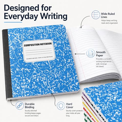 Cahier de composition ligné CLEENTABLE : lot de 12 carnets de notes pour ne plus manquer de pages - 3