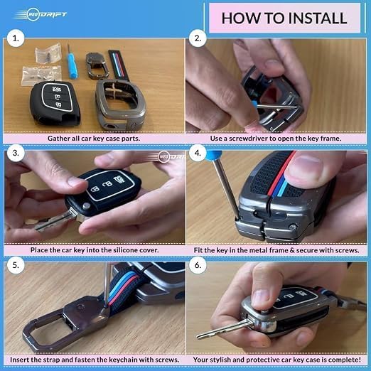 Image of NEODRIFT 'KeyShield' Car Key Cover for Skoda Kushaq (Shape 01, 03 Buttons)