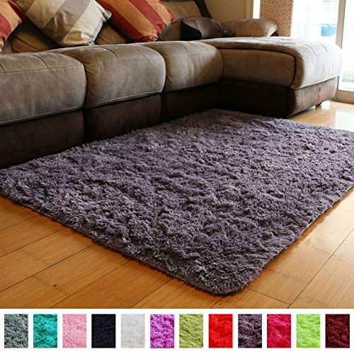 Pagisofe Soft Fluffy Shaggy Area Shag Rugs For Bedroom Living Room Modern Cute Plush Fur Rug For Kids Dorm Girls Room Nursery Rug Purple And Grey Solid Accent Rugs Carpet For Floor 4