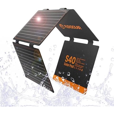 FlexSolar 40W USB Foldable Solar Panel Chargers 18W USB-A USB-C Portable Power Emergency ETFE Monocrystalline Small Panels IP67 Waterproof Camping Hiking Backpacking for Phones Power Banks Tablets Cover