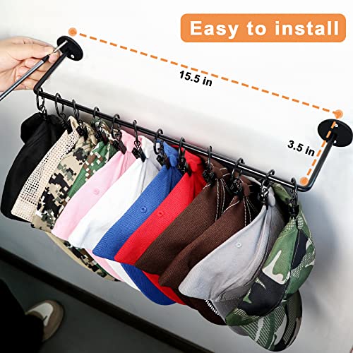 Caphont Hat Wall Rack Cap Organizer 2 Pack Baseball Hat Racks Display Holder With 24 Detachable Metal Clips Hooks Baseball Cap Display Wall Mounted #TOP3