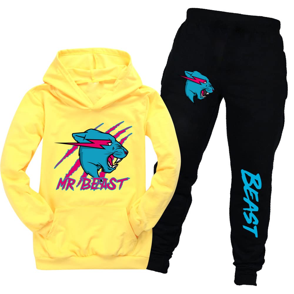 vriluBoys YouTube Gamer Logo Ripped Lightning Cat Printed Hoodie and Pants 2pcs Tracksuit