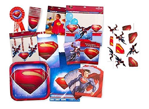 Superman Party Supplies Ultimate Set -- Superman Birthday Party Favors, Decorations, Cape, Table Cover, Invitations and More
